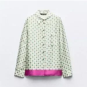 PRINTED SATIN SHIRT MULTICOLORED . SIZE S